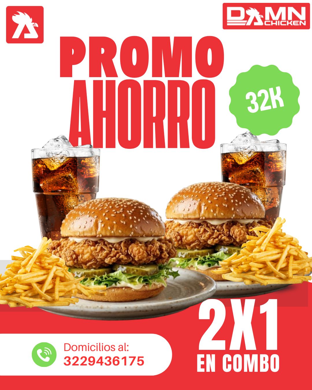 2x1 hamburguesas de pollo